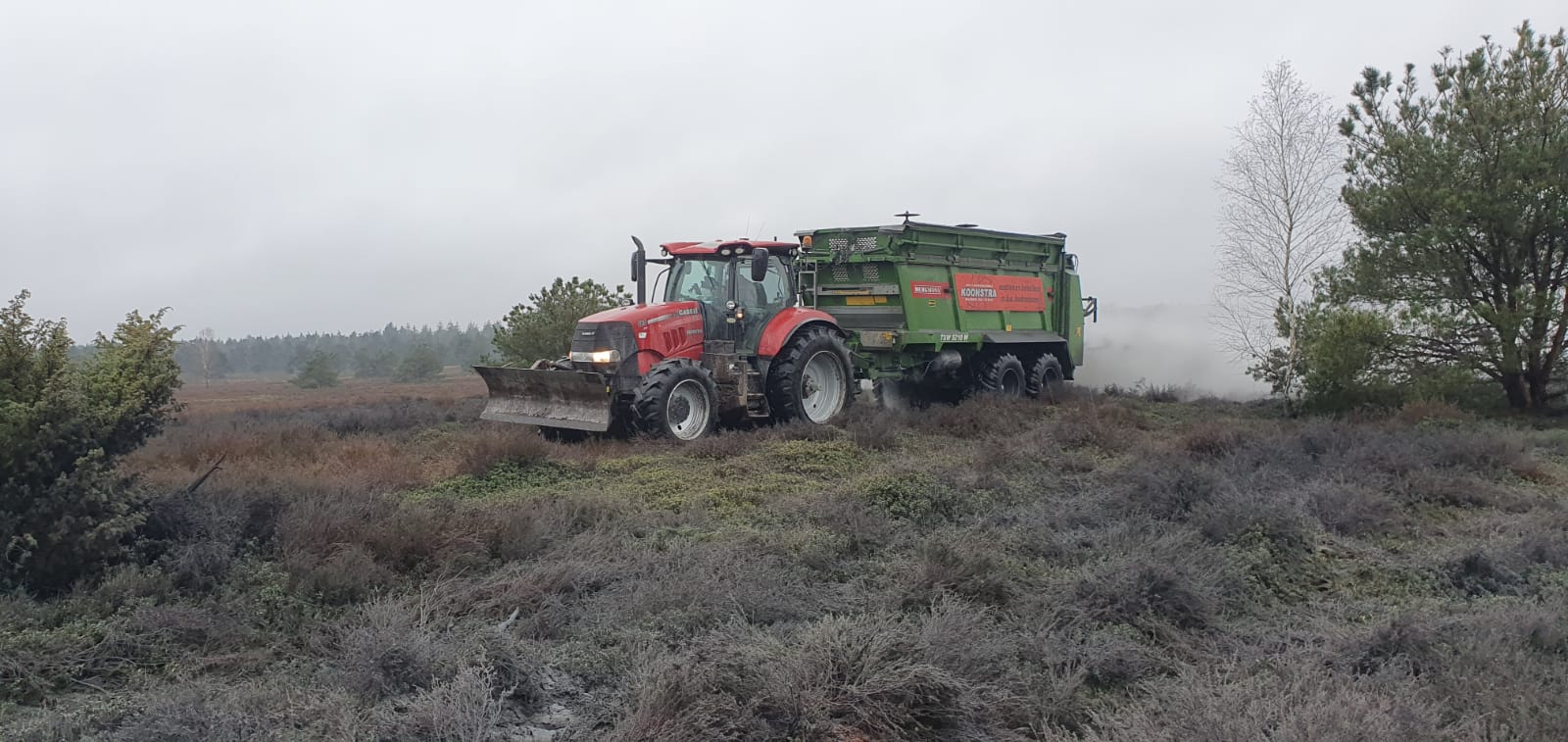 Steenmeel strooien heidegrond