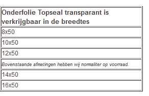 tabel onderfolie